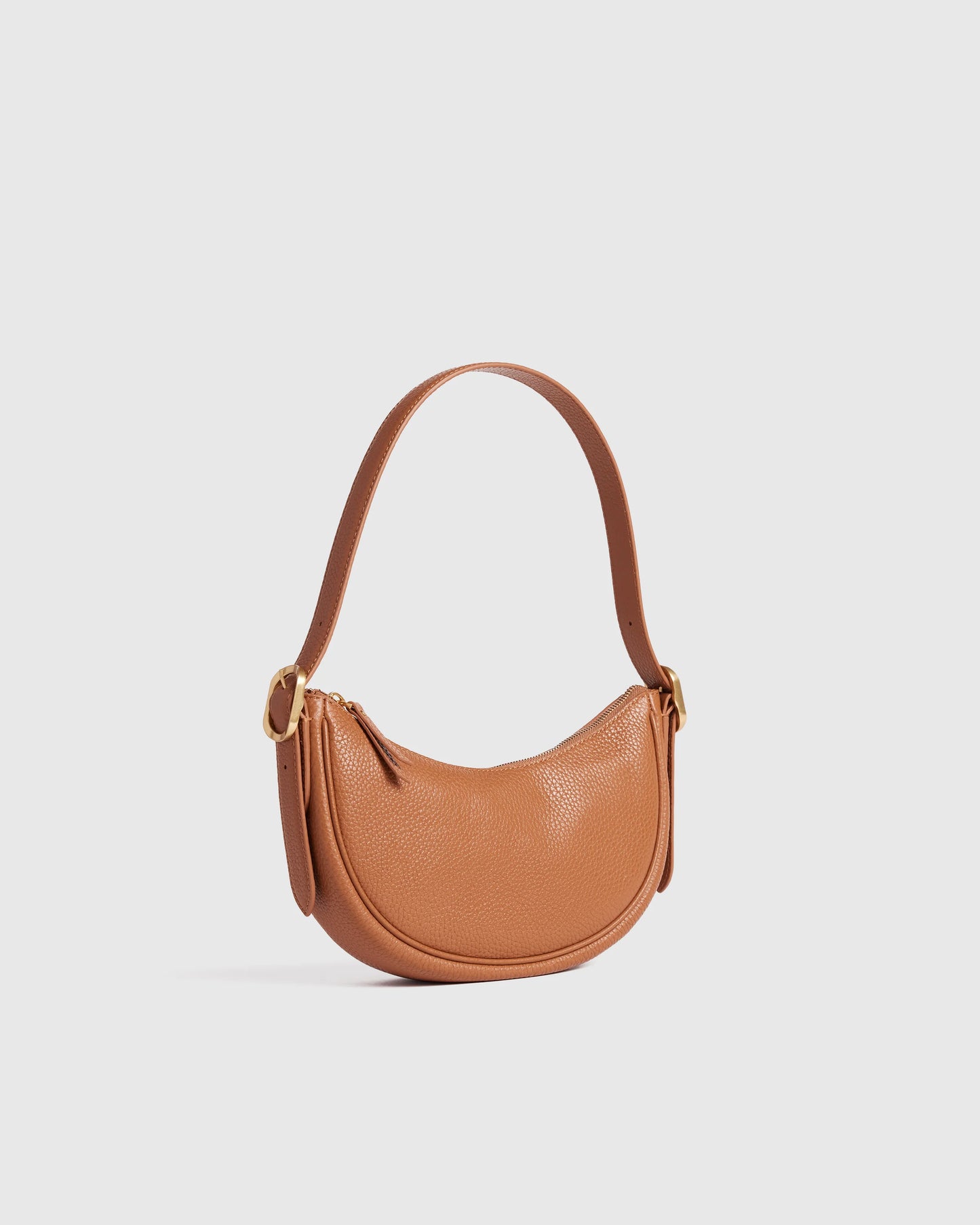 Italian Leather Mini Crescent Shoulder Bag - One Size / Espresso Brown