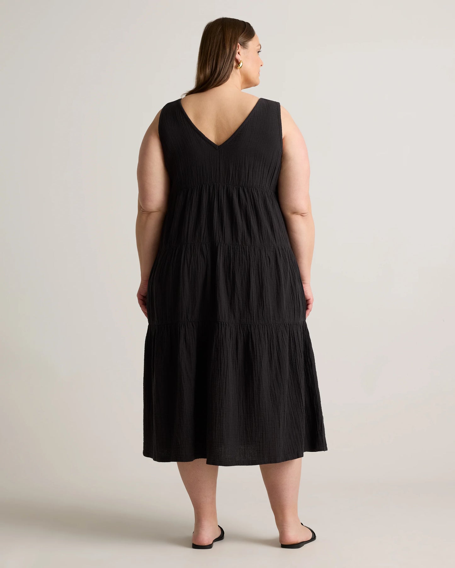 100% Organic Cotton Gauze Tiered Maxi Dress - 1X / Orchid Blue