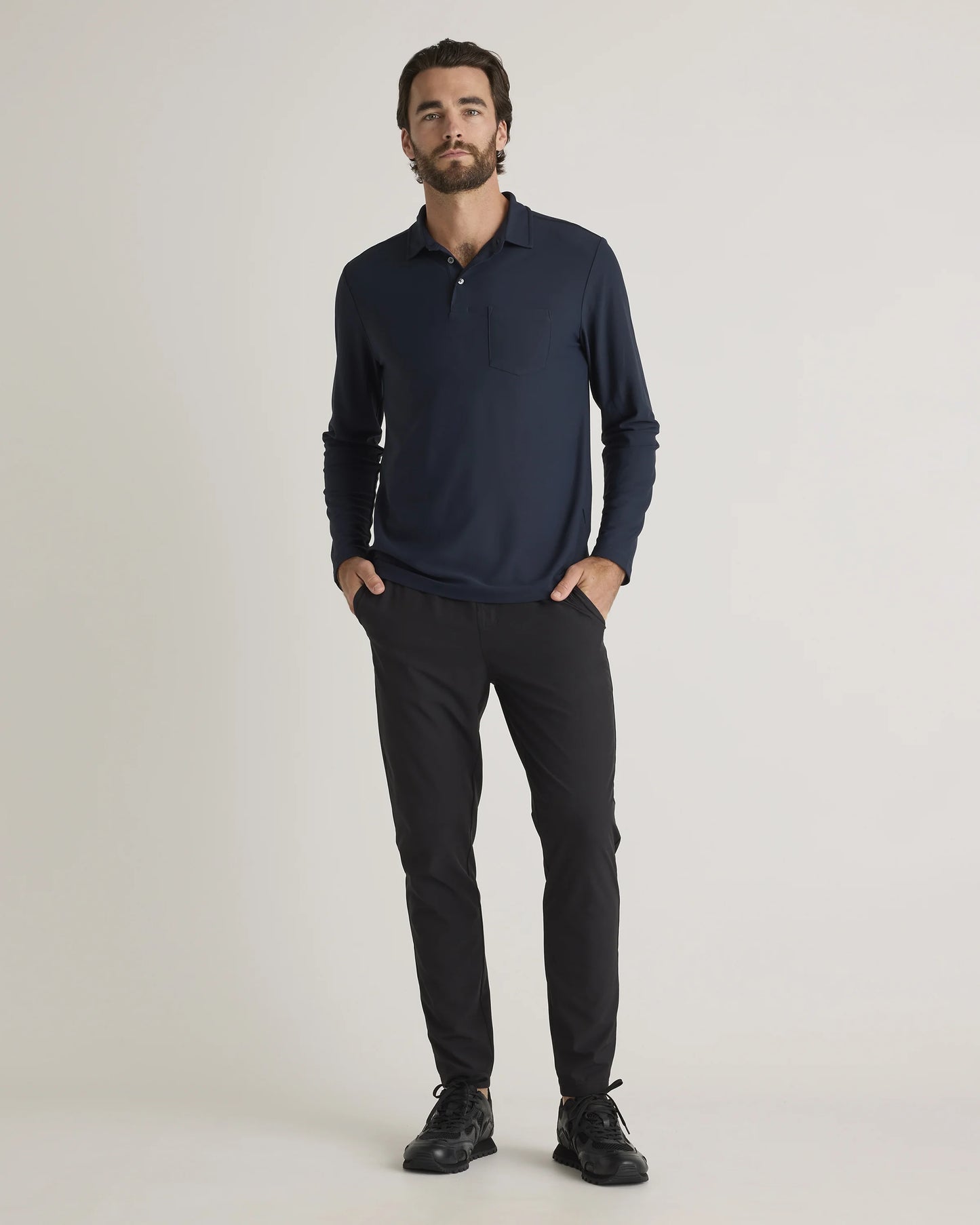 ProPique Performance Long Sleeve Polo - S / Navy
