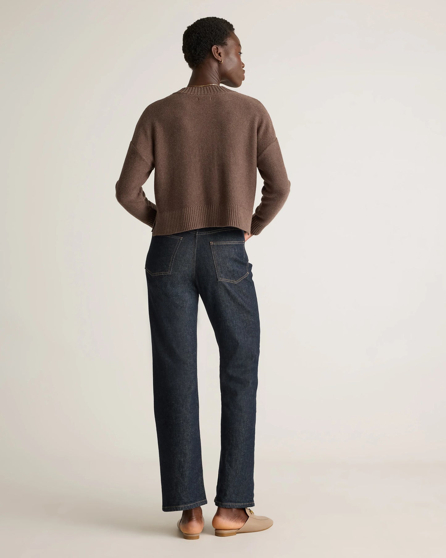 100% Organic Cotton Cropped Cardigan - XS / Heather Brown