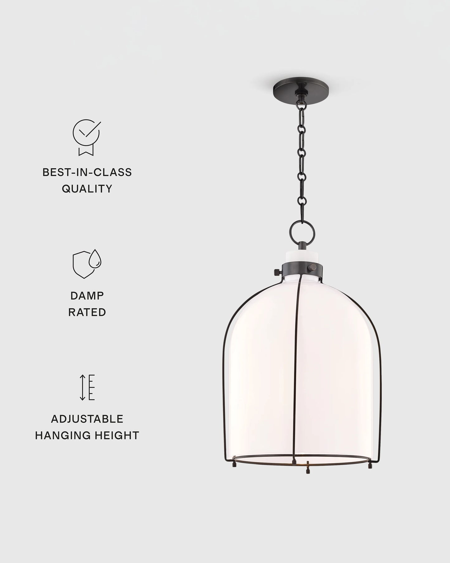 Iron and Opal Glass Bell Pendant Light - One Size / Brass