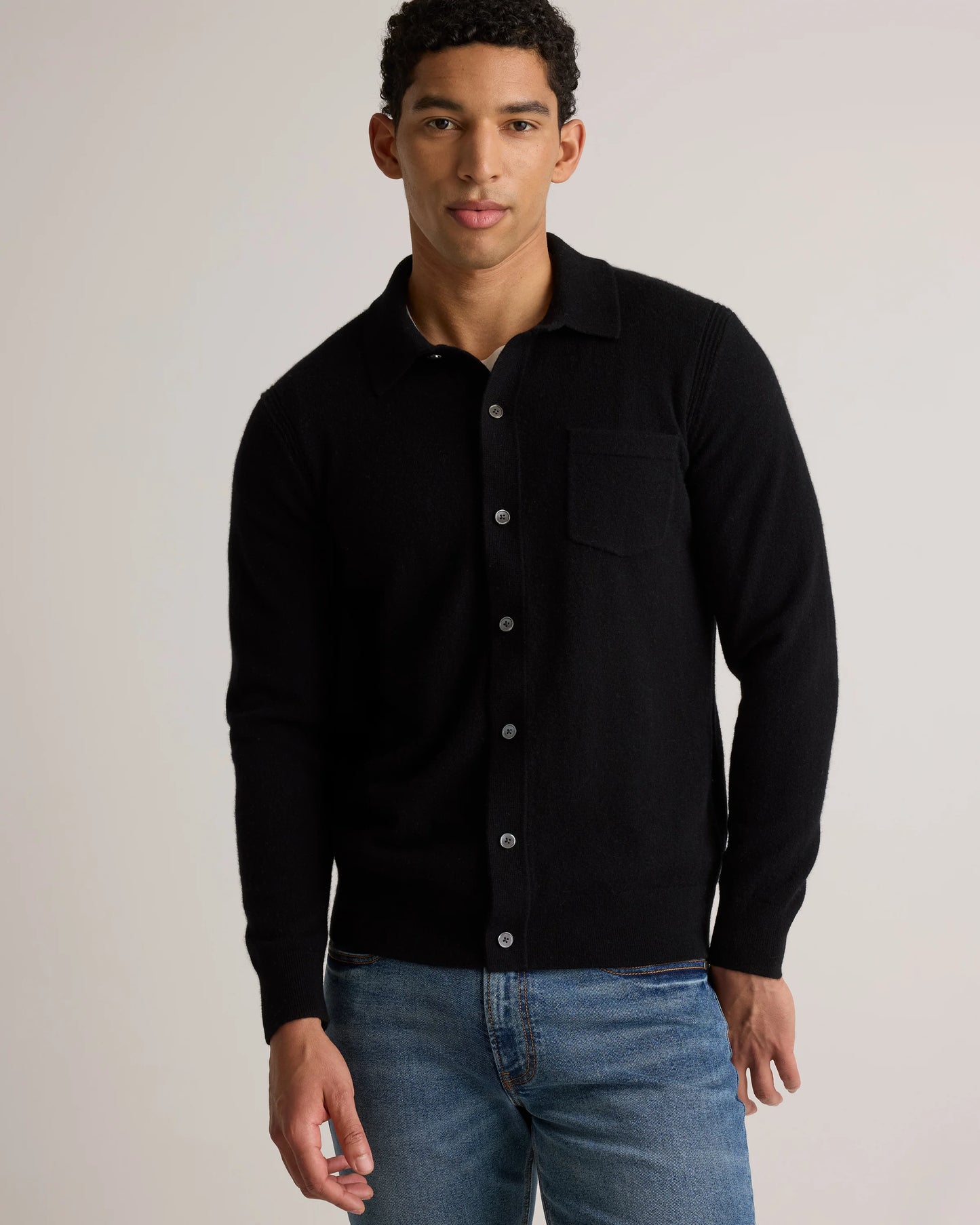 Mongolian Cashmere Button Down Sweater - S / Brown