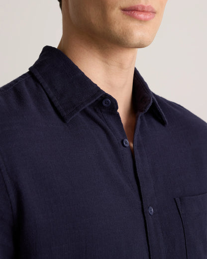 Organic Cotton Stretch Selvage Short Sleeve Shirt - S / Olive