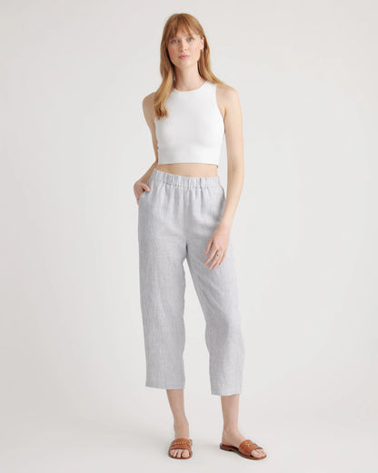 100% European Linen Pants - XS / White