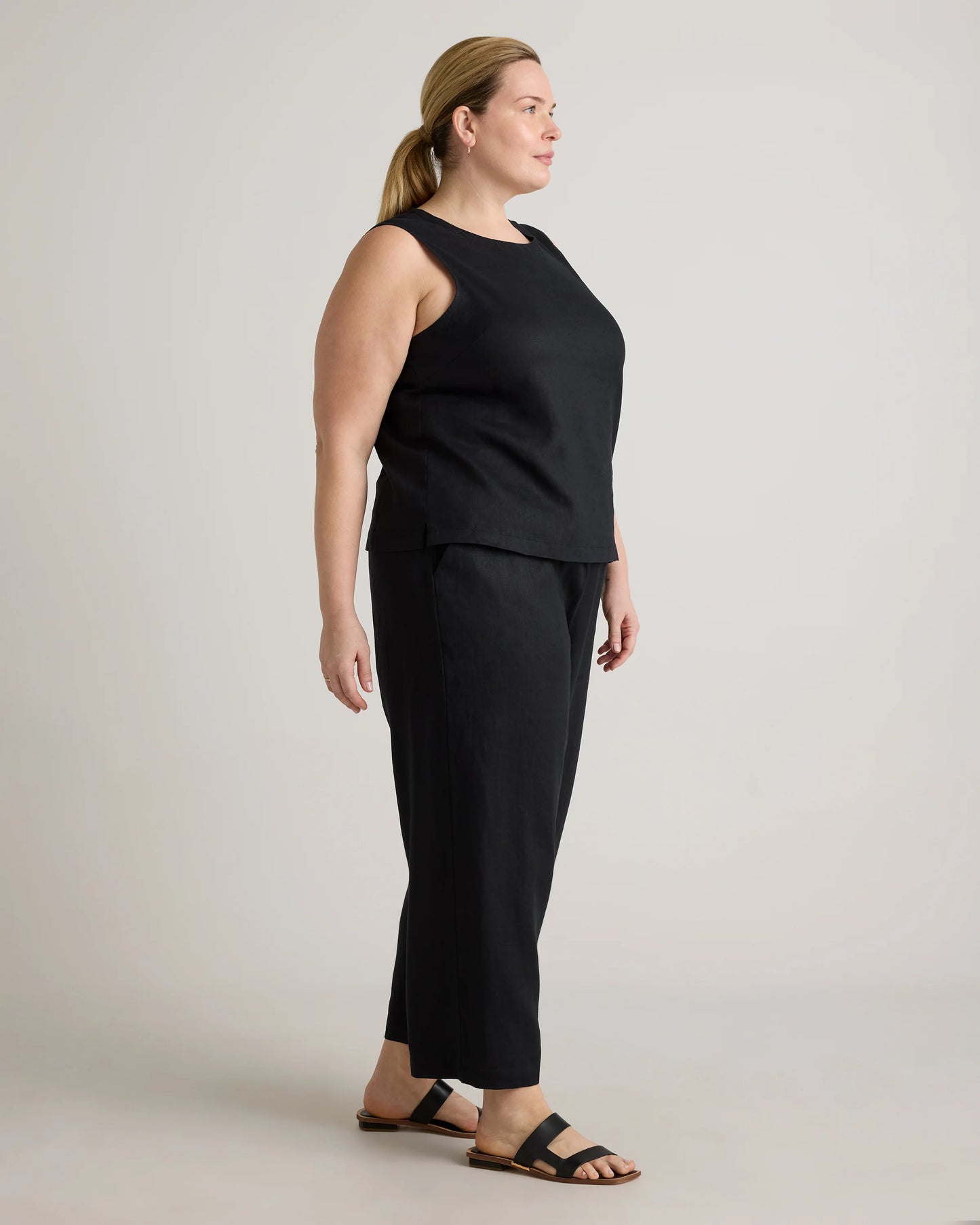 100% European Linen Tank - 1X / White
