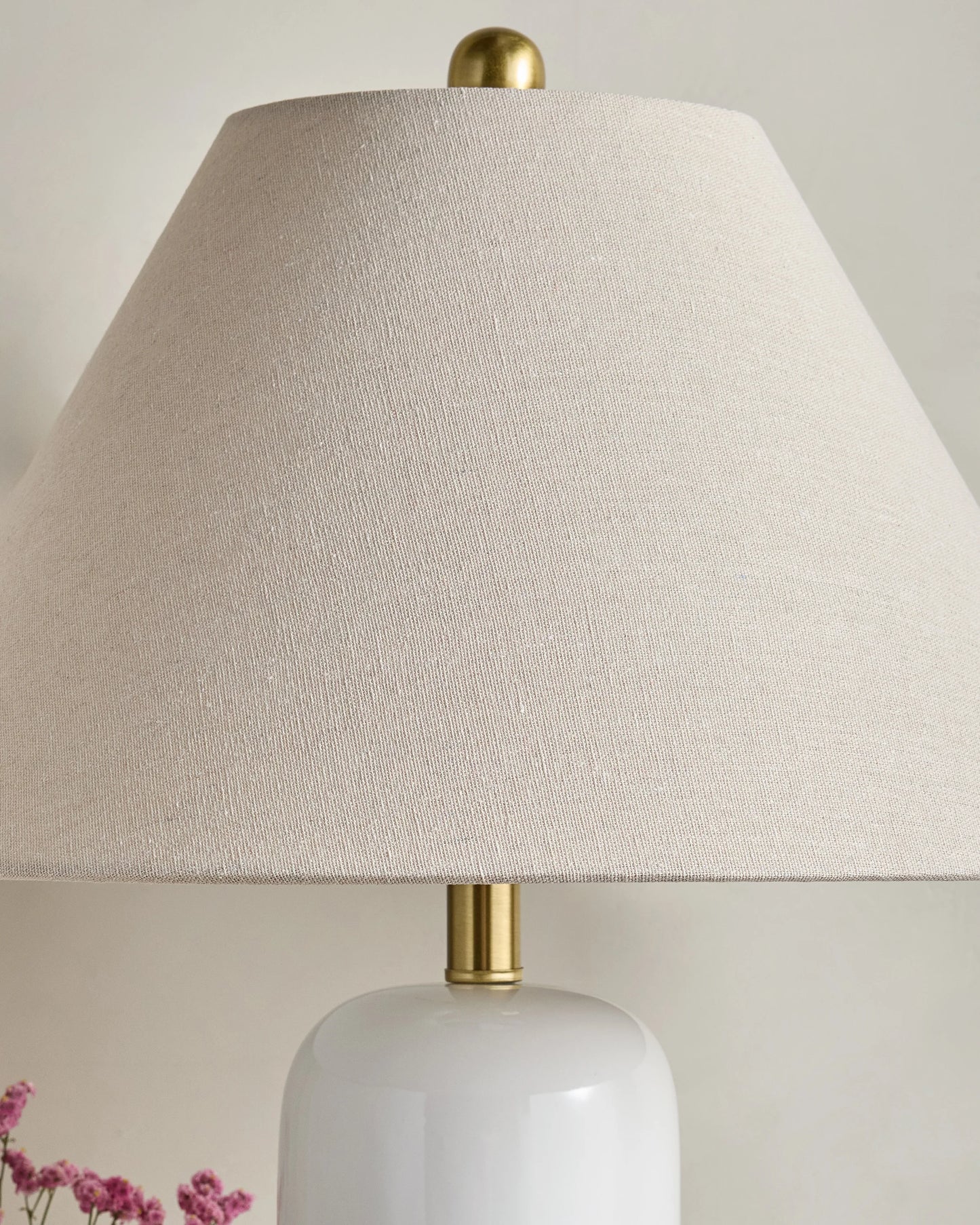 Glossy Cylindrical Ceramic Table Lamp - One Size / White