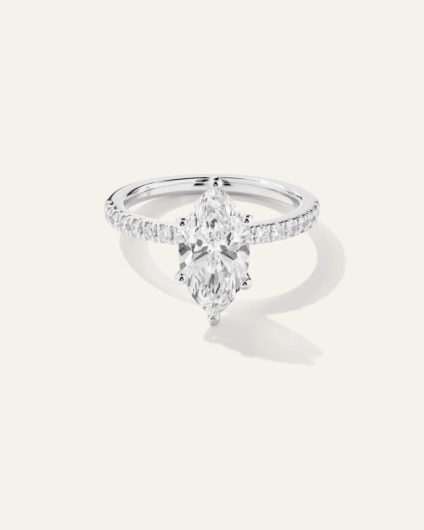 Lab Grown Diamond Marquise Petite Pave Engagement Ring - 2ct - 4 / Yellow Gold