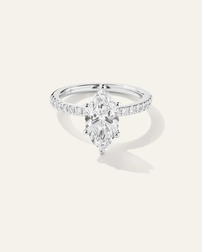 Lab Grown Diamond Marquise Petite Pave Engagement Ring - 2ct - 4 / Yellow Gold