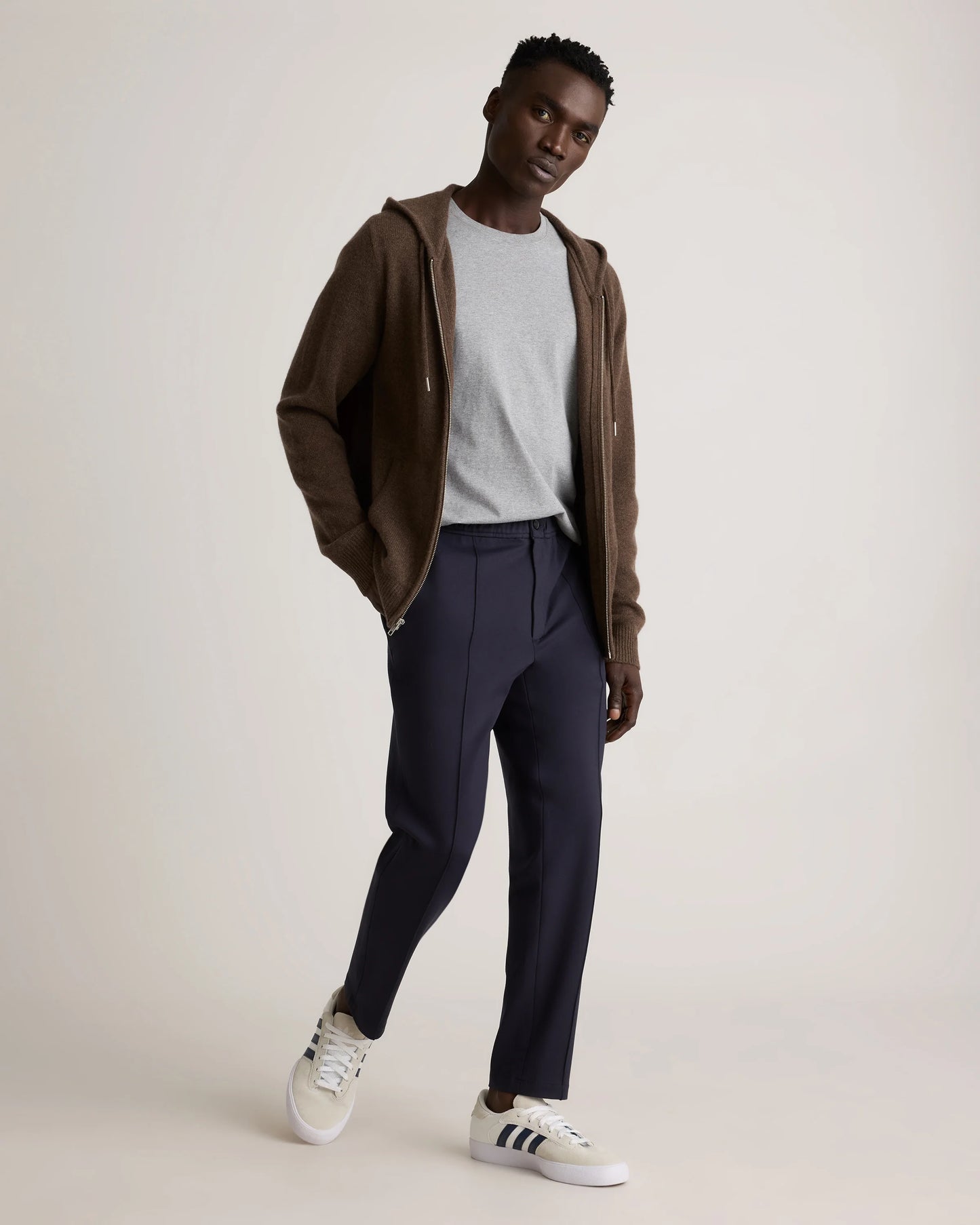 Stretch Knit Pintuck Trousers - S / Navy
