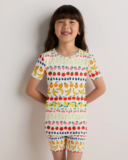 Bamboo Short Sleeve and Shorts Pajama Set - 6 / Lavender Hearts