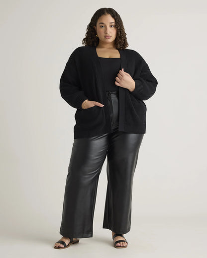 100% Organic Cotton Oversized Cardigan - 1X / Black