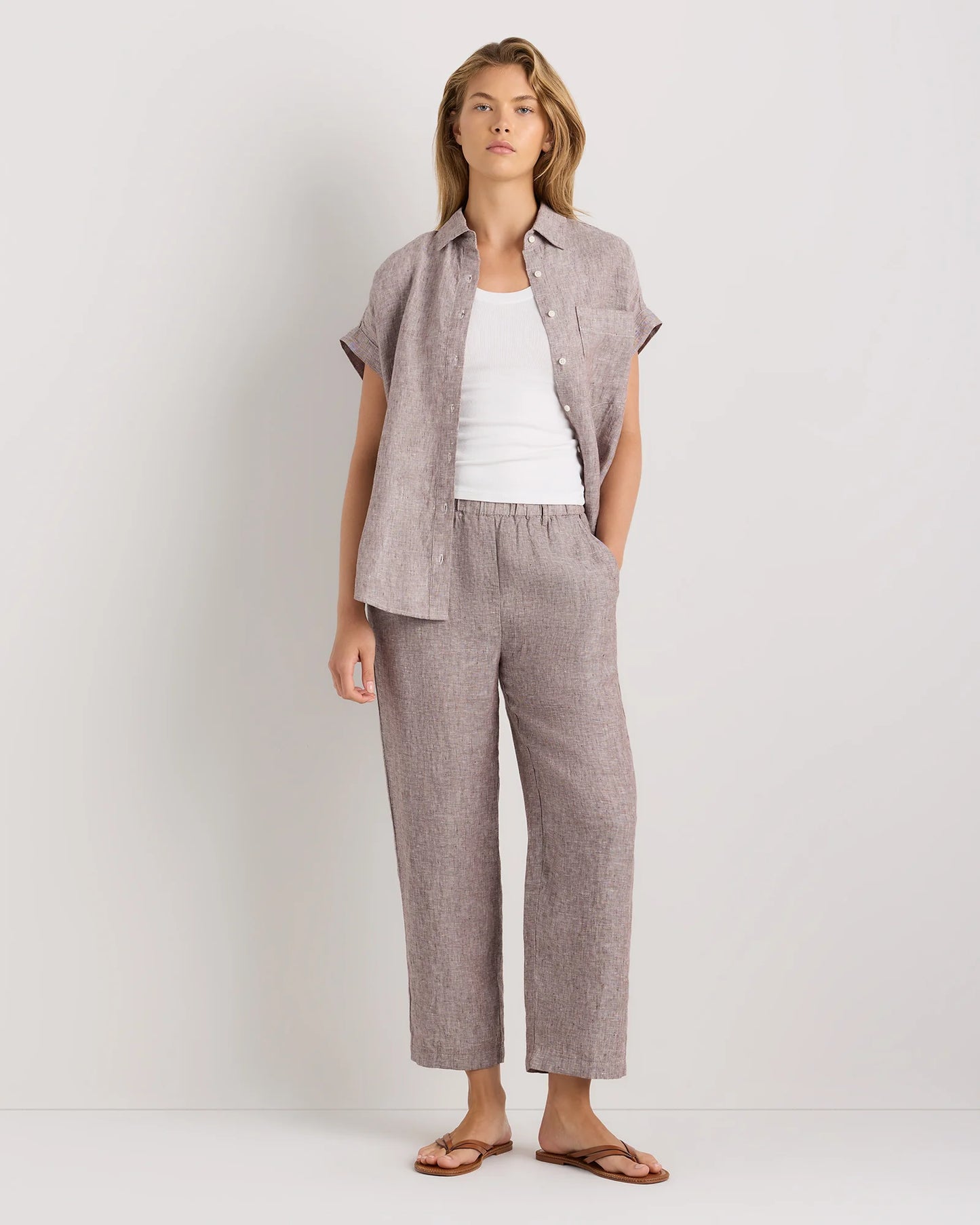 100% European Linen Pants - XS / White