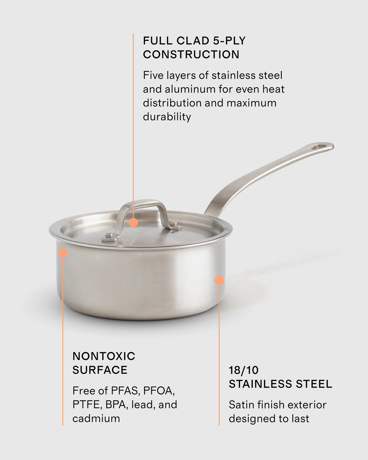 5-Ply Stainless Steel Saucepan - 2 QT / No Color