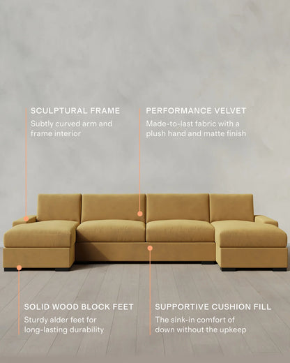 Stillman U Sectional in Performance Velvet - One Size / Java
