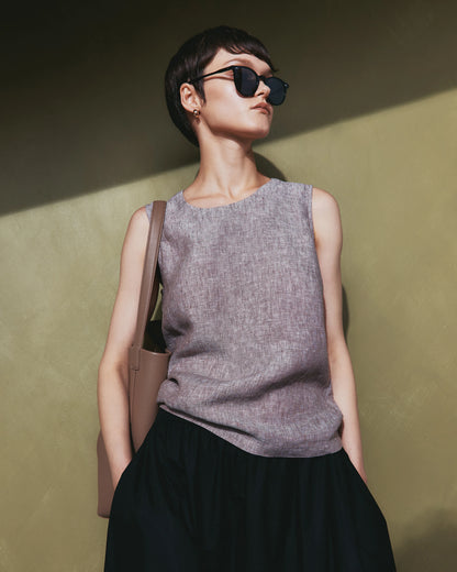 100% European Linen Tank - XS / Black