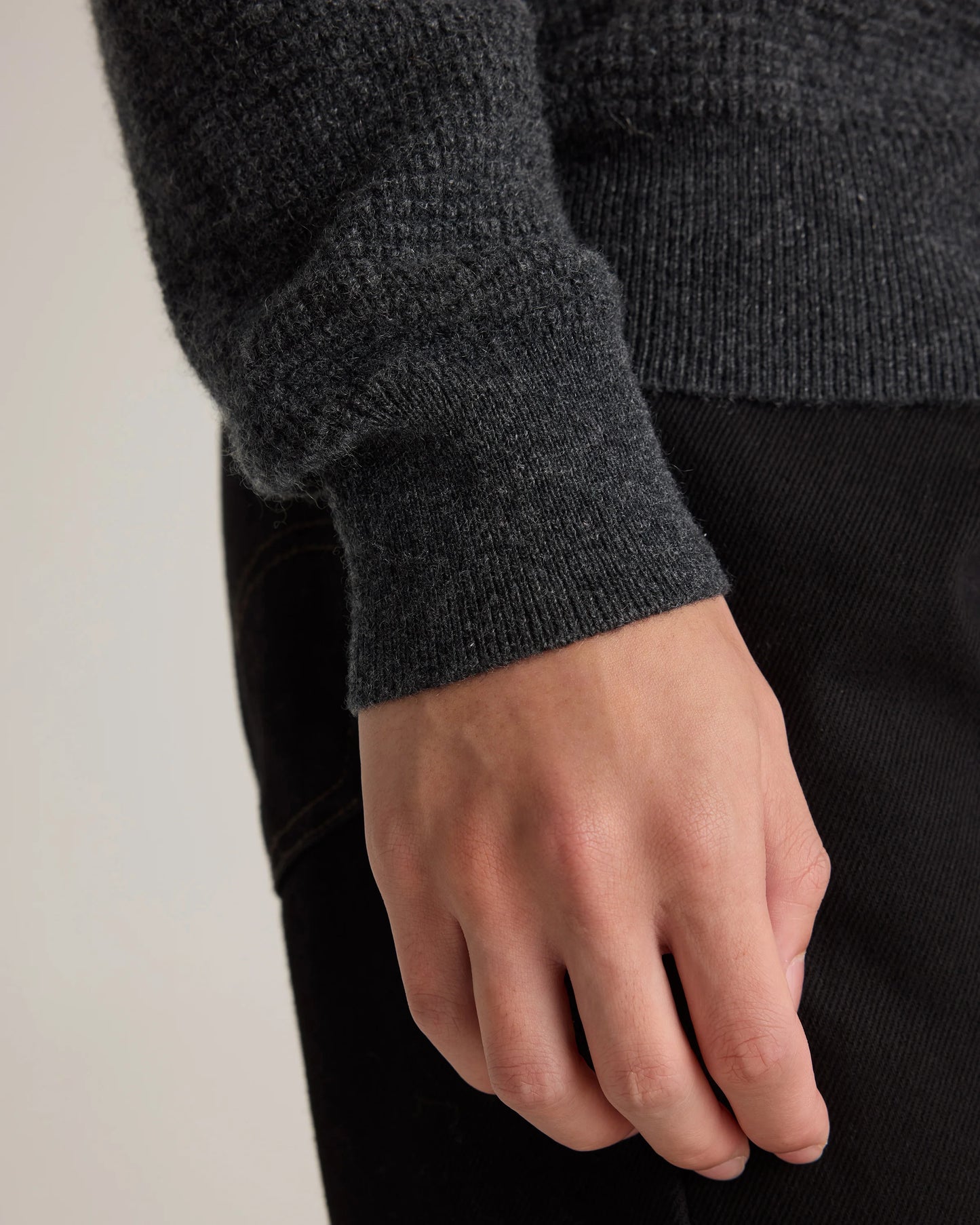 Mongolian Cashmere Waffle Sweatshirt - S / Faded Denim