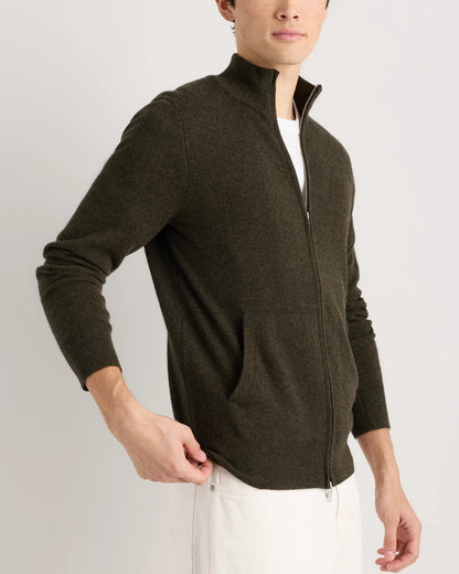 Mongolian Cashmere Full Zip Sweater - S / Teak