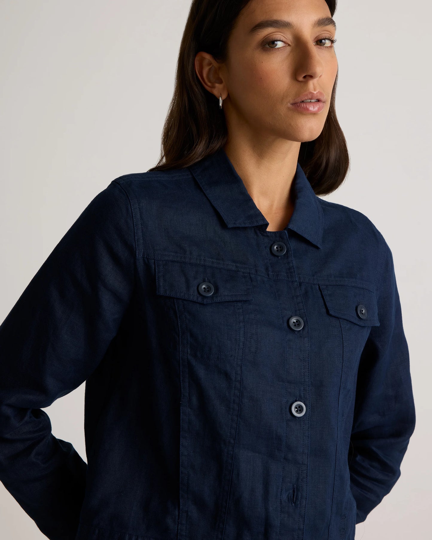 100% European Linen Jacket - XS / Flax