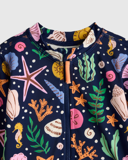 Long Sleeve Zip-Up Swimsuit - 2T / Happy Floral