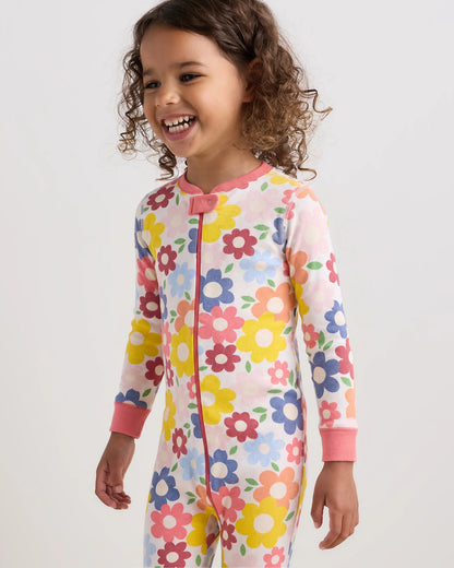100% Organic Cotton One Piece Pajama - 2T / Navy Stripe