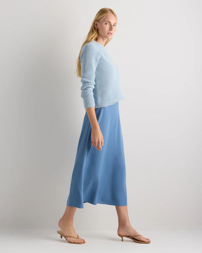 Lightweight Crepe Slip Skirt - XS / Moonstone Blue