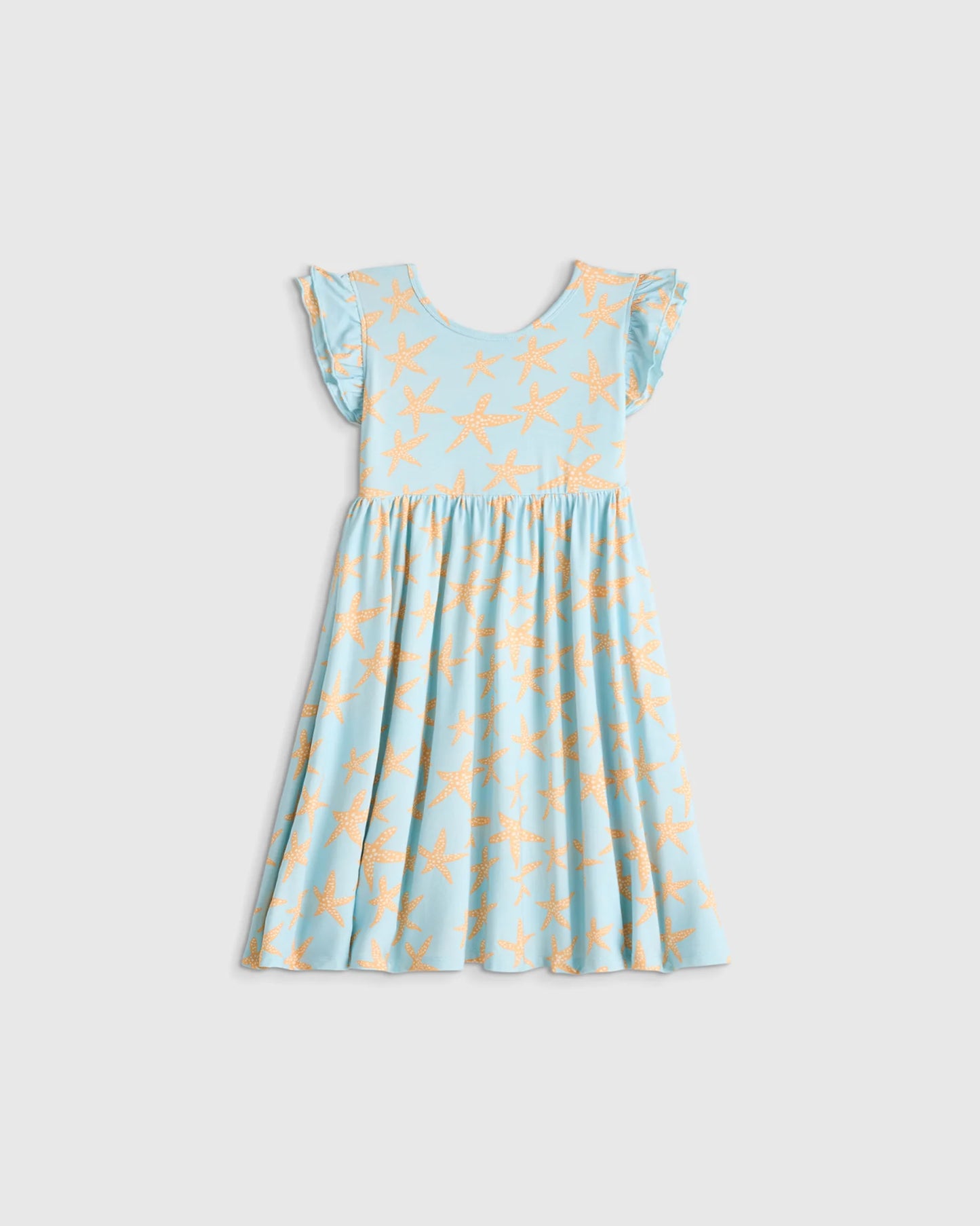 Bamboo Short Sleeve Flutter Twirl Dress - 2T / Starfish Pool