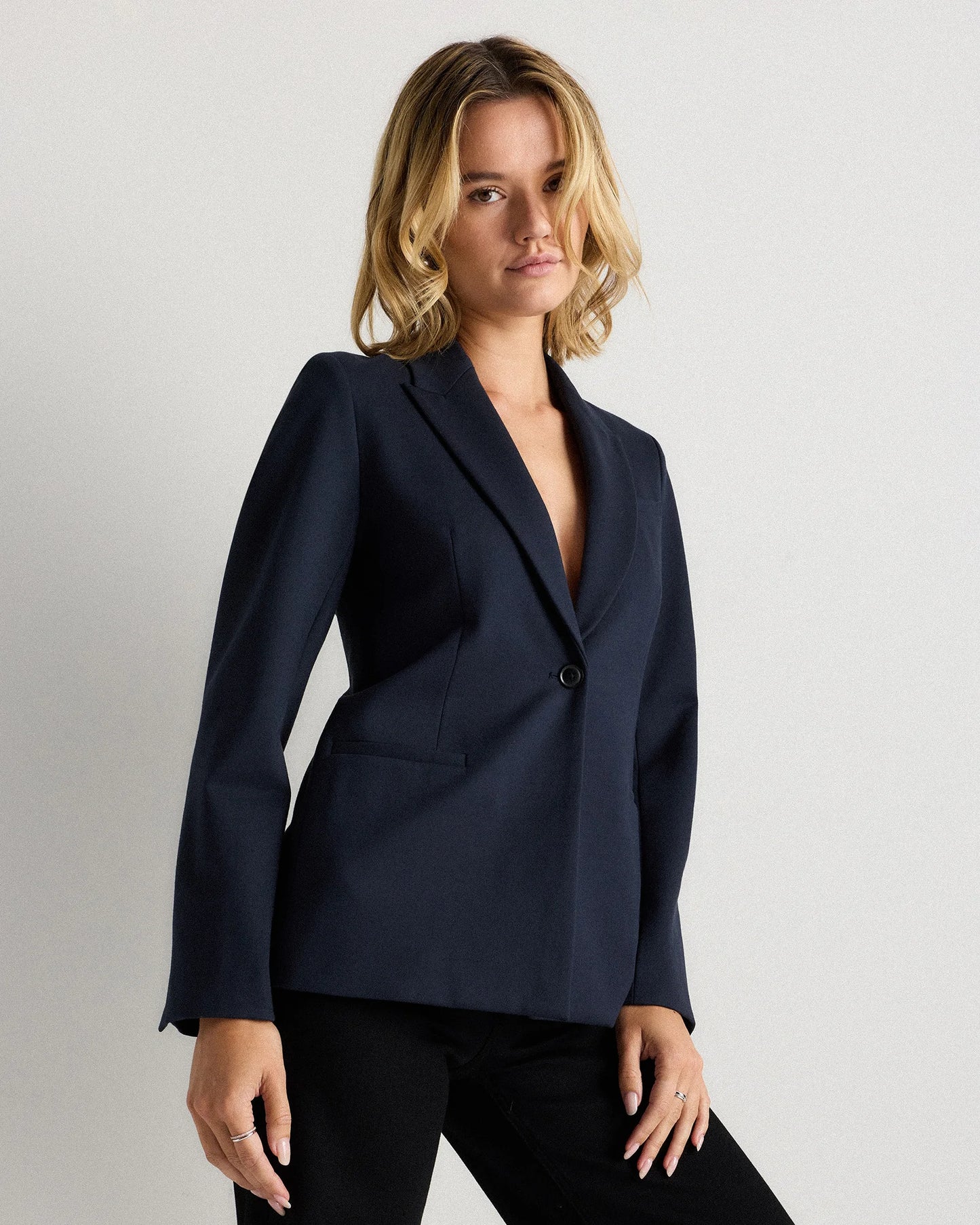 Ultra-Stretch Ponte Single-Breasted Blazer - XS / Espresso