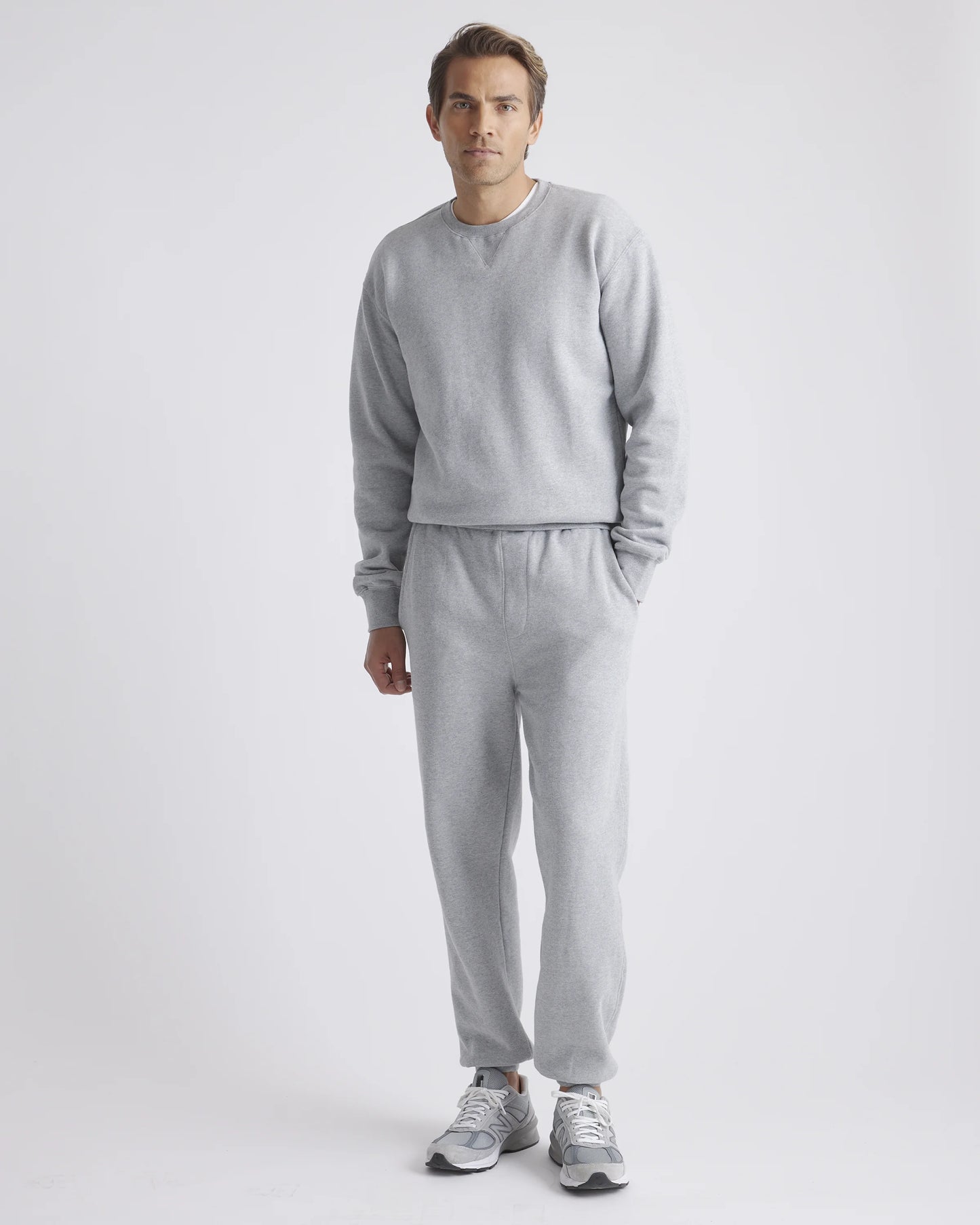 Organic Heavyweight Fleece Crew - S / Heather Grey