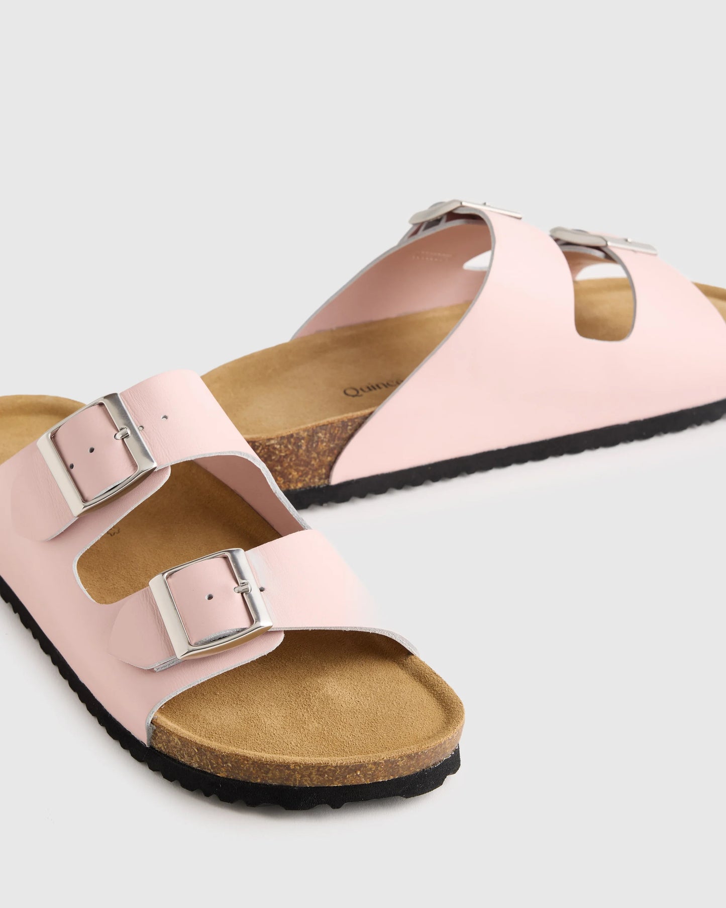 Nappa Leather Double Buckle Slide - 5 / Shell Pink