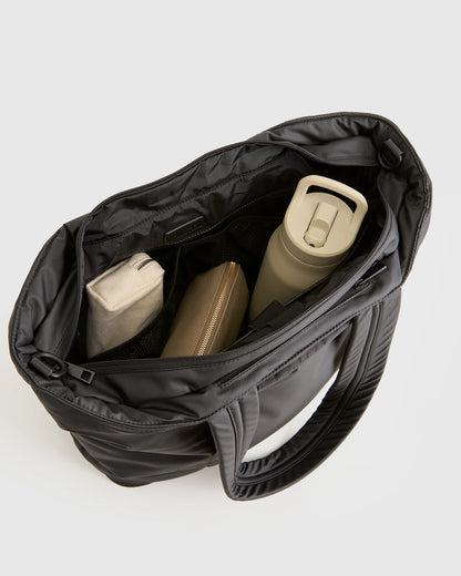Water Repellent Puff Expandable Tote - One Size / Black
