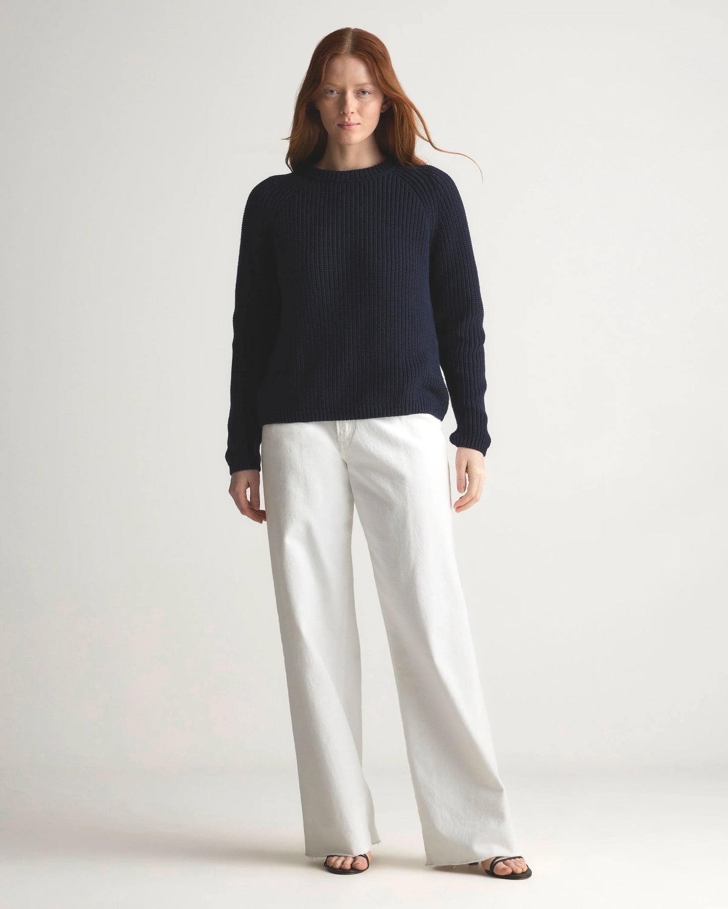 100% Organic Cotton Fisherman Crew Sweater - XS / Sapphire Blue