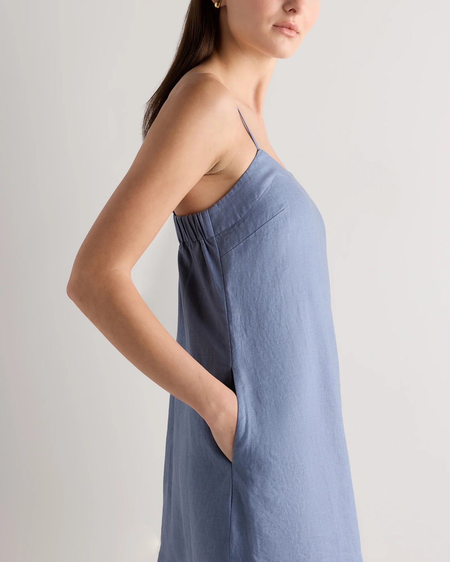 100% European Linen Mini Skort Dress - XS / Moonstone Blue