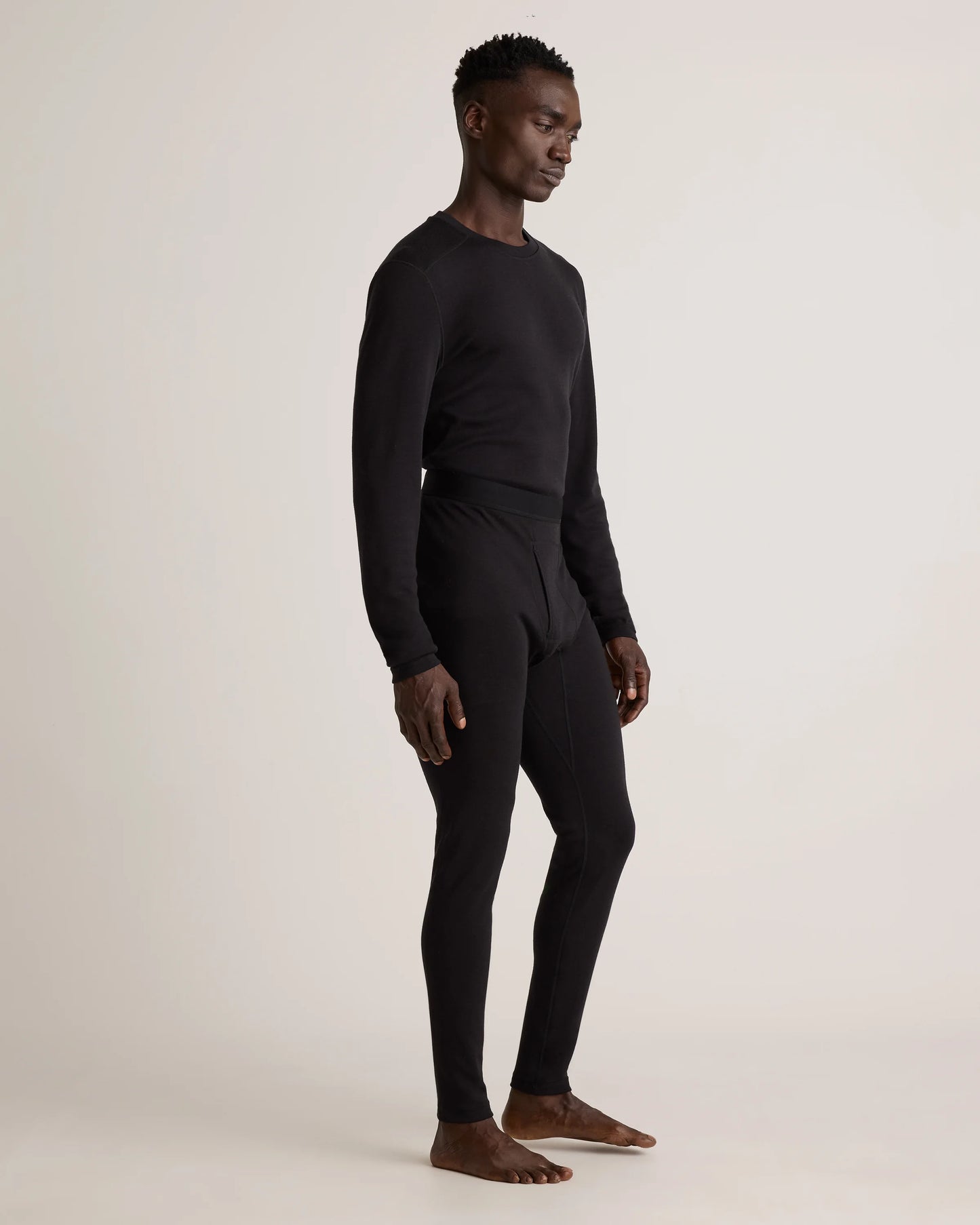 100% Merino Wool Cold Weather Base Layer Bottoms - S / Black