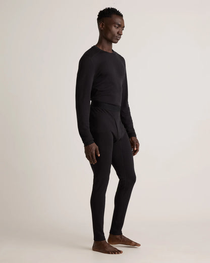 100% Merino Wool Cold Weather Base Layer Bottoms - S / Black