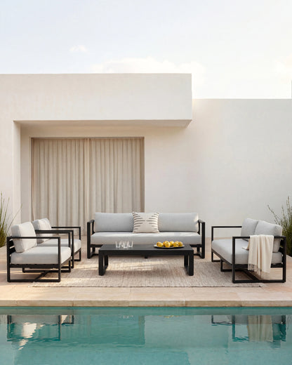 Linear Aluminum Outdoor Coffee Table - One Size / Dark Charcoal