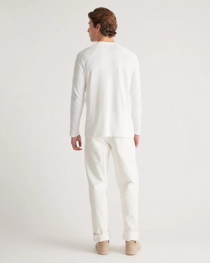 Cotton Modal Long Sleeve Henley Tee - S / Heather Grey