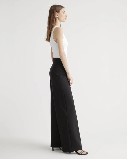 Ultra-Stretch Ponte Super Wide Leg Pants - XS / Black