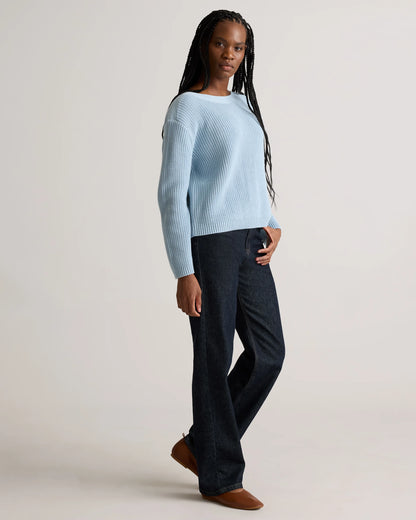 100% Organic Cotton Fisherman Boatneck Sweater - XS / Navy