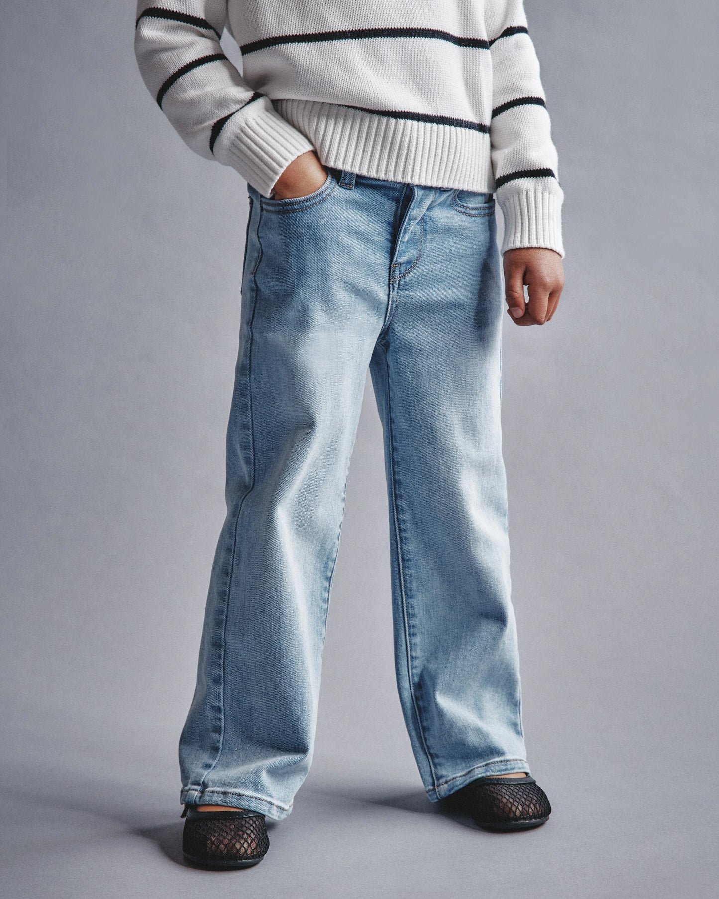 Girls Stretch Wide Leg Jeans - 2T / Light Wash