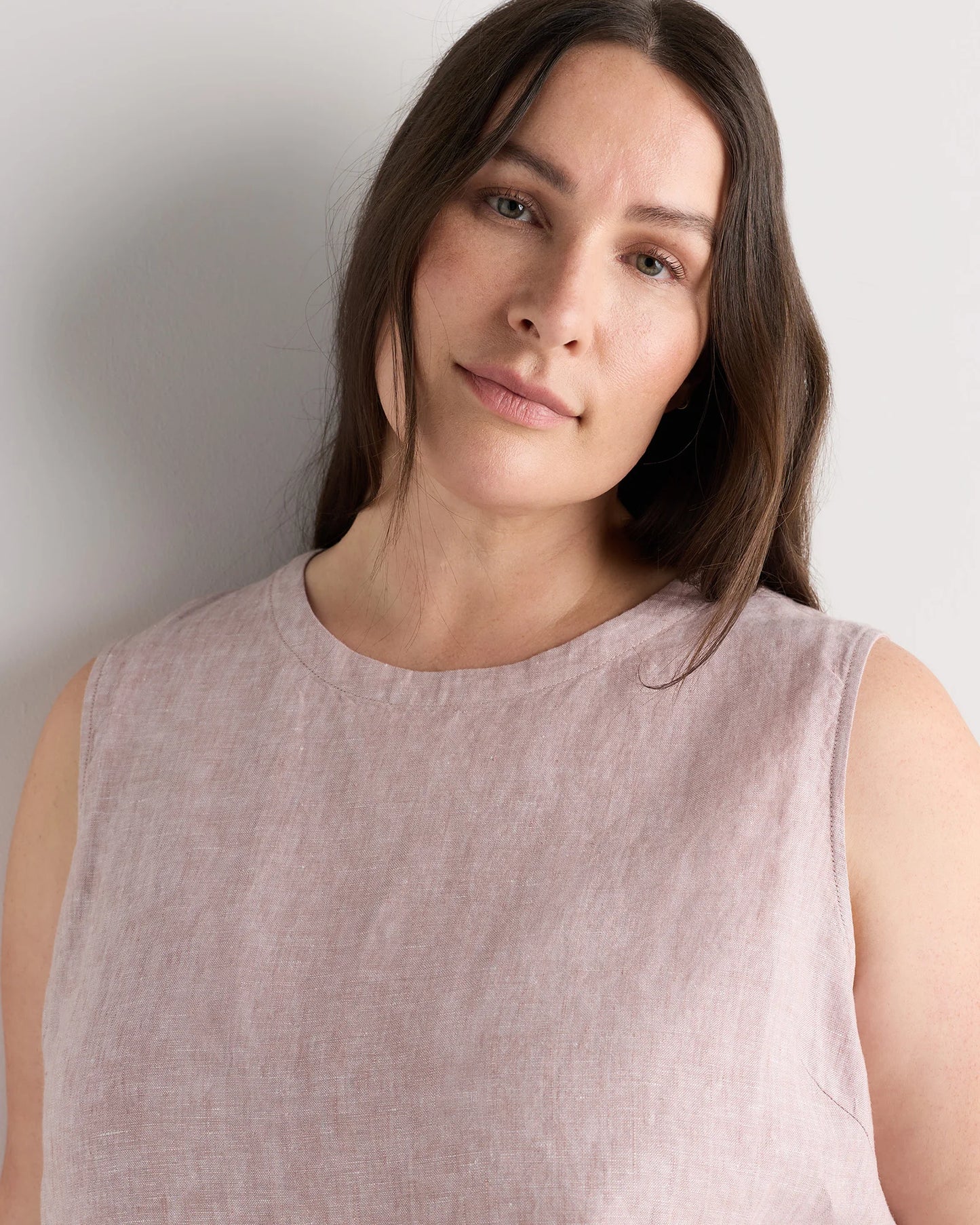 100% European Linen Tank - 1X / White