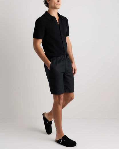 100% European Linen Shorts - 9" - S / Black