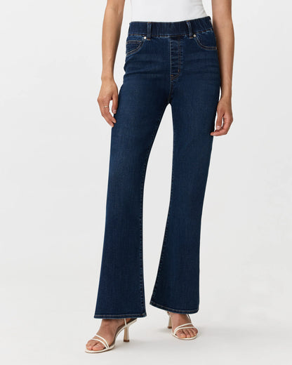 Nina Stretch Pull-On Flare Jeans - XS / Raven Black