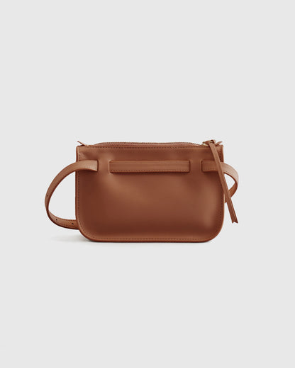 100% Italian Nappa Leather Belt Bag - S/M / Cognac