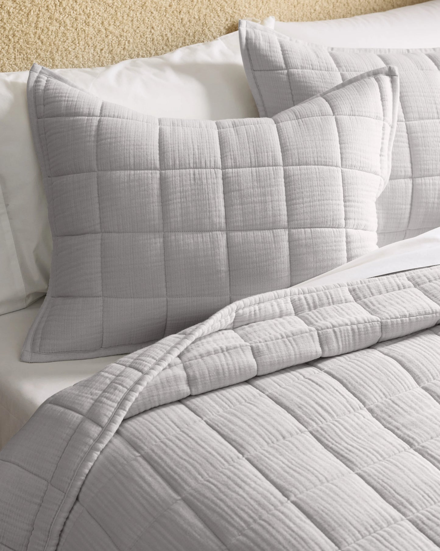 Organic Cotton Gauze Box Quilt Set - Twin / Mineral