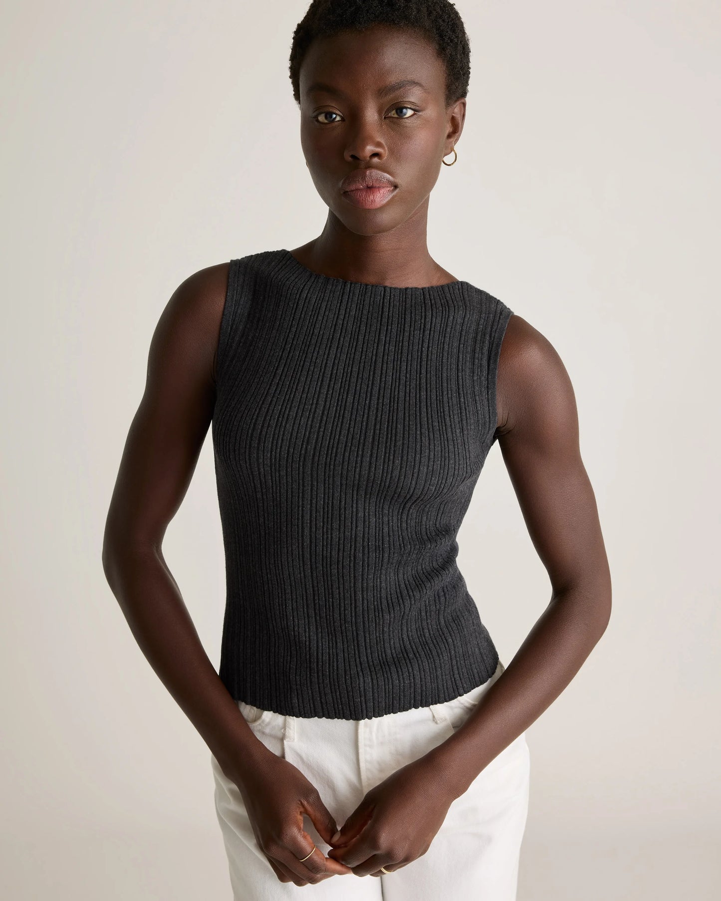 Cotton Cashmere Ribbed Tank - XS / Heather Oatmeal
