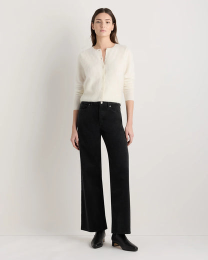 Brushed Cashmere Cropped Crewneck Cardigan - XS / Heather Grey