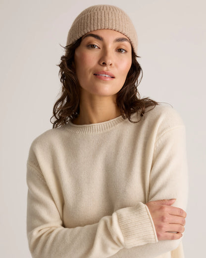 Mongolian Cashmere Ribbed Beanie - XS/S / Heather Charcoal