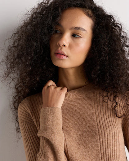 Lightweight Baby Alpaca Ribbed Crewneck - XS / Smoked Charcoal