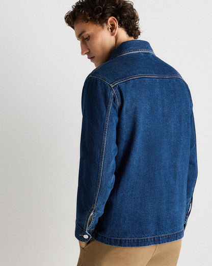 100% Organic Cotton Denim Chore Jacket - S / Dark Indigo