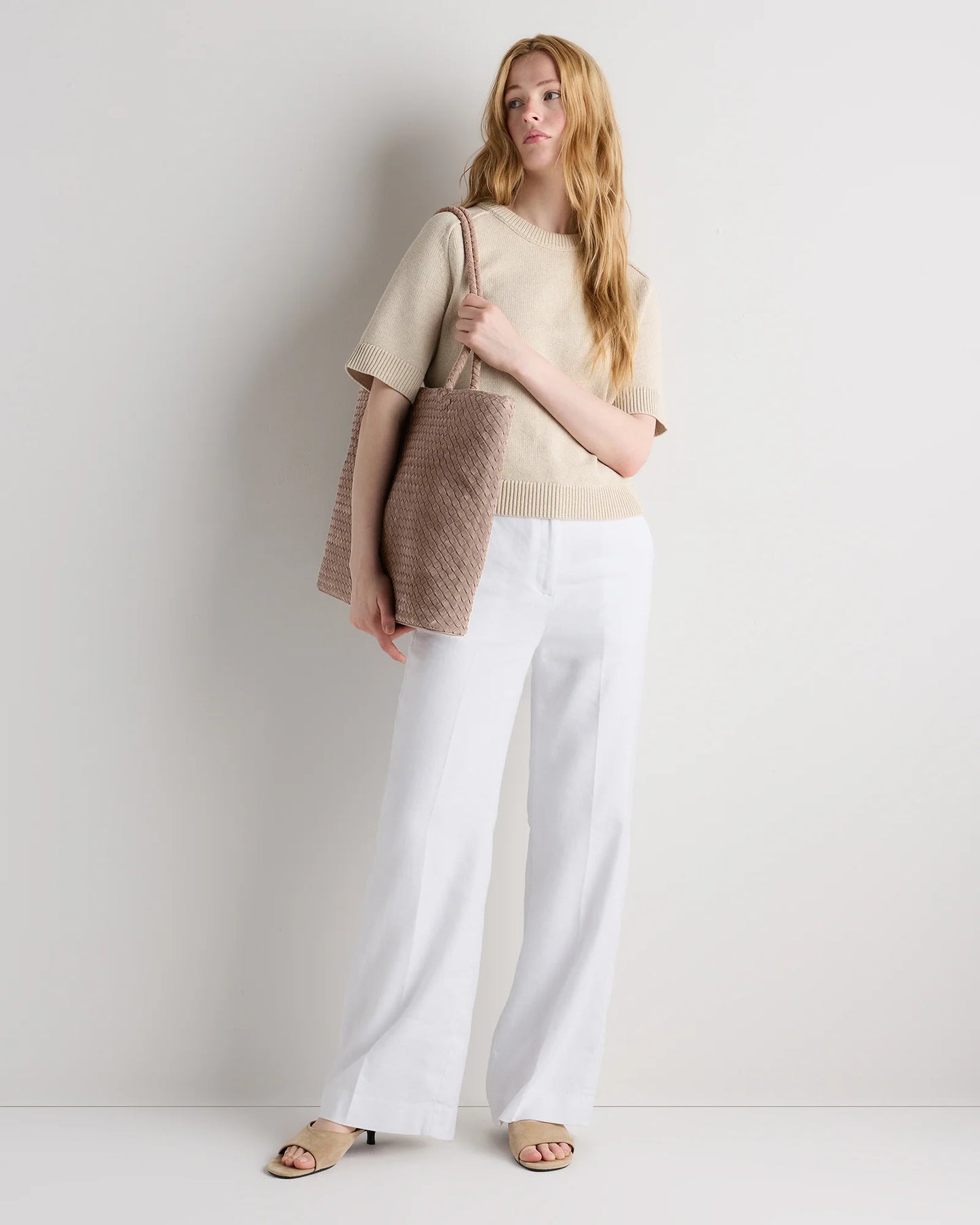 Siena Suede Handwoven Tote - One Size / Pebble